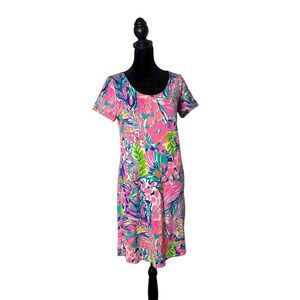 Lilly Pulitzer Gumbo Limbo‎ Tammy Dress UPF 50+ Size S Giraffe Floral Resortwear